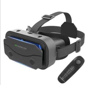 VR Brille für Handy mit Fernbedienung, 3D VR Glasses Virtual Reality Brille PC Unterhaltung Anti-Blaulicht fit iPhone & Android 5,0-7,2 Zoll