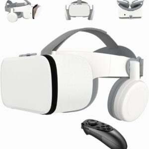 VR-Set Virtual Reality VR fĂźr Telefon, kabelloses Bluetooth-VR-Headset VR-Brille 110 ° FOV, unterstĂźtzt 4,7-6,2-Zoll-Handy, kompatibel fĂźr Android iOS iPhone 13 12 11 Pro Mini X R S (WeiĂ)