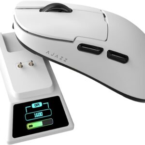 AJAZZ AJ159-APEX Gaming-Maus 8K PAW3390 Sensor|Magnetische RGB-Ladestation mit Bildschirm|2,4G,Wired,Bluetooth|Ergonomic|42KDPI|400mAh Batterie|Leichtgewicht,für Windows, MacOS, ChromeOS