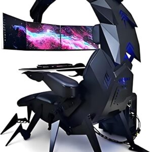 Bürostuhl Game Cockpit, Game Chair Ergonomischer Bürostuhl Computerstuhl, Scorpion Gaming Chair, Imitation Space Capsule Design, for Büro, Spiel, Video ansehen(Black)