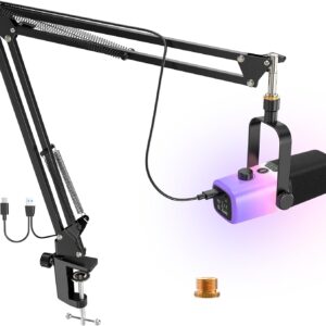 zealsound USB Mikrofon mit Arm, RGB Gaming-Mikrofon für PC, Handy PS5, Laptop,Tablet, Kondensatormikrofon mit Rauschunterdrückung, Stumm, Gain-Regler für Streaming, Podcasting, ASMR,Gesangsaufnahmen