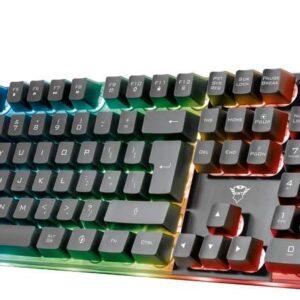 Trust Gaming GXT 835 Azor Gaming-Tastatur, italienisches Layout QWERTY, USB, Anti-Ghosting, Tastatur mit LED-Hintergrundbeleuchtung, RGB für PC, Computer, Laptop, Mac – Schwarz