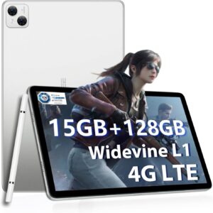 DOOGEE T10 Tablet 10 Zoll, Android 4G LTE Dual SIM, 15GB RAM+128GB ROM/TF 1TB, 8300mAh, 13MP+8MP, 1200 * 1920 IPS,Octa Core Gaming Tablet, Widevine L1/Type-C/BT 5/OTG/GPS/3.5mm Audio, Silber