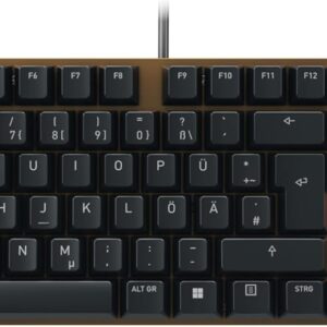 CHERRY KC 200 MX, Mechanische Office-Tastatur mit Eloxierter Metallplatte, Deutsches Layout (QWERTZ), Kabelgebunden, MX2A SILENT RED Switches, Schwarz/Bronze