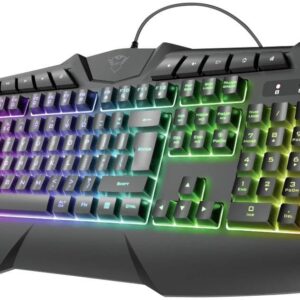 Trust Gaming GXT 881 Odyss Halbmechanische LED Gaming Tastatur, Deutsches QWERTZ Layout, Beleuchtete Tastatur, 6 Verschiedenen Lichtmodi, Anti-Ghosting, USB Plug & Play, PC/Laptop – Schwarz