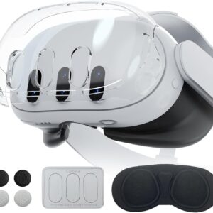 VR Zubehör Kompatibel mit Oculus/Meta Quest 3 Zubehör, VR-Zubehör inklusive transparenter Hülle, Linsenschutz, gehärteter Folie und Joystick-Kappen
