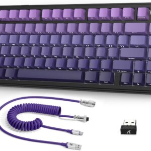 AJAZZ x ATTACK SHARK X85 Mechanische Tastatur,75% Kabellose Gaming-Tastatur mit Knopf,5-Lagige Polsterung,Seitlich Bedruckte PBT-Tastenkappe,BT5,1/2,4 GHz/USB-C,Hot-Swap-Linearschalter,RGB,für PC,MAC