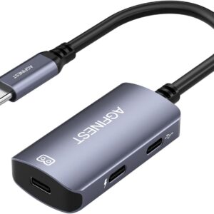 USB C zu AR-Brille mit Ladeadapter ermöglicht Multi-Screen Enhanced 3D VR Video Features Kompatibel für iPhone 15/16 Viture/Rokid/Xreal AR-Brille (Dual USB C)