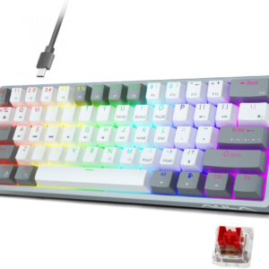 AULA F3261 Mechanische Gaming Tastatur, 60% Kompakt, RGB, Kabel, für Computer/Tablet/PS/Xbox, QWERTY, Mit Roten Schaltern