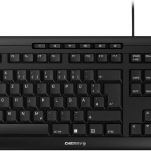 CHERRY STREAM KEYBOARD, Kabelgebundene Tastatur, Deutsches Layout (QWERTZ), Flüsterleiser Tastenanschlag, Einzigartiges Tippgefühl, Flaches Design, Schwarz