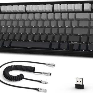 AJAZZ x Attack Shark X85 Mechanische Tastatur,75% Kabellose Gaming-Tastatur mit Knopf,5-Lagige Polsterung,Seitlich Bedruckte PBT-Tastenkappe,BT5,1/2,4 GHz/USB-C,Hot-Swap-Linearschalter,RGB,für PC,MAC