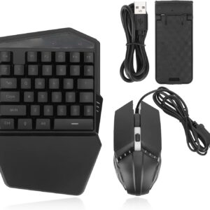 ciciglow Einhand-Gaming-Tastatur und Maus-Kombination, RGB-Hintergrundbeleuchtung, 35 Tasten, Mechanische -Gaming-Tastatur mit Handballenauflage für Android-Telefone, Tablets