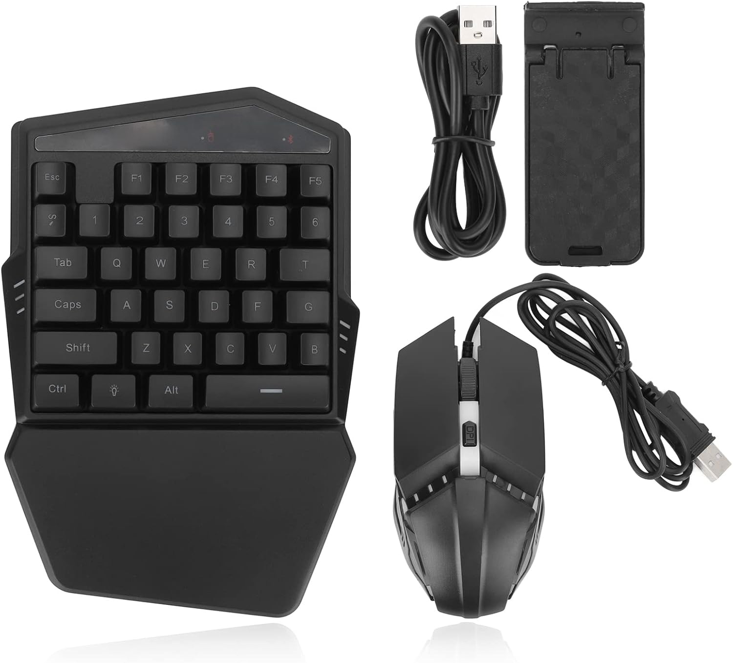 ciciglow Einhand-Gaming-Tastatur und Maus-Kombination, RGB-Hintergrundbeleuchtung, 35 Tasten, Mechanische -Gaming-Tastatur mit Handballenauflage für Android-Telefone, Tablets