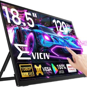 EVICIV Portable Monitor Touchscreen 18,5 Zoll 120Hz GroBer Tragbarer Bildschirm FHD 1080P 100% sRGB IPS Gaming Display USB C Mini HDMI mit VESA & Ständer 180°für Laptop PC Handy PS-4/5 Xbo