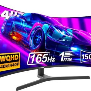 Gawfolk 34 Zoll Ultrawide Curved Gaming Monitor 165Hz, 1500R PC Bildschirm UWQHD (3440×1440) Gebogenes Computerbildschirm mit Höhenverstellung, VESA 75×75