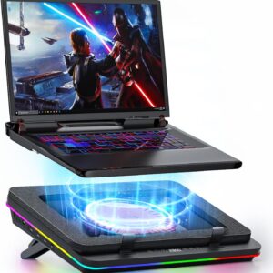 IETS GT600 RGB Laptop-Kühlpad mit 14CM Turbo-Lüfter, versiegeltem Schaumstoff für schnelle Kühlung von Gaming-Laptops, 14,1-19,3-Zoll-Laptop-Kühler mit 3-Port-USB-Hub und Staubfilter,Touch-Start