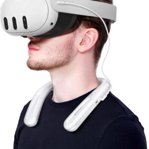 NEWDERY Akku für Meta Quest 3, 10000 mAh Powerbank zum Aufhängen am Hals für zusätzliche 3–5 Stunden Spielzeit, PD-Schnellladegerät für Oculus Quest 3S/3/2/1/Pro, Pico 4/4 Pro, HTC Vive, PSVR 2 – Weiß