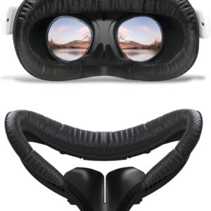 Compatible with Oculus Quest 2 Face Pad Replacement – VR Face Interface Bracket with Light Blocking Nose, VR Breathable Holes Leather Face Pad Cover Cushion Protective for Meta Quest 2 Accessories
