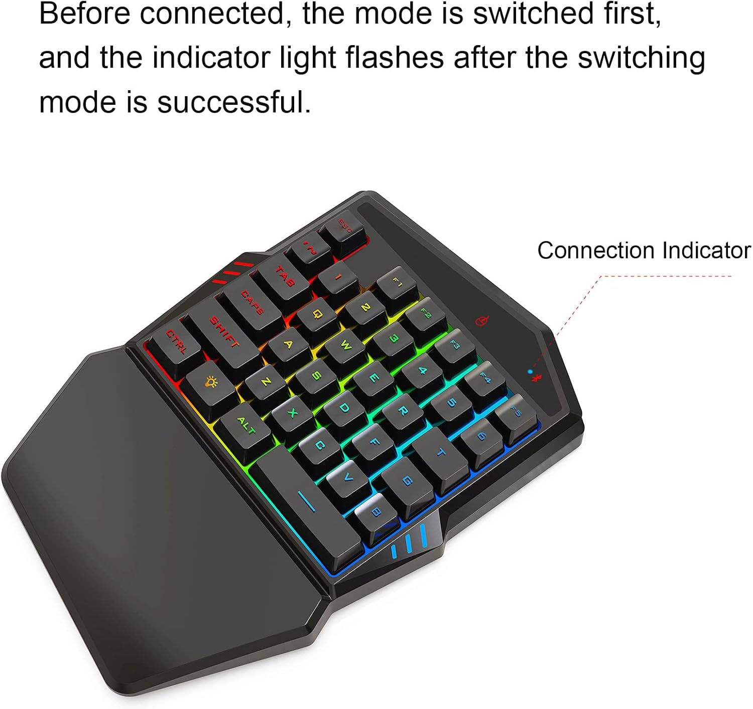 ciciglow Einhand-Gaming-Tastatur und Maus-Kombination, RGB-Hintergrundbeleuchtung, 35 Tasten, Mechanische -Gaming-Tastatur mit Handballenauflage für Android-Telefone, Tablets – Bild 5