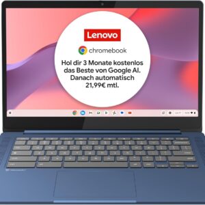 Lenovo Chromebook IdeaPad Slim 3 | 14″ Full HD Display | MediaTek Kompanio 520 | 4GB RAM | 64GB SSD | ARM Mali-G52 Grafik | Chrome OS | QWERTZ | blau