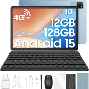 Blackview Tab 60 Pro Tablet Android 15 mit Tastatur, Tablet 10 Zoll mit Widevine L1, 12GB RAM+128GB ROM/2TB TF, T606 Octa-core Gaming, Dual 4G SIM, 5G WiFi, 7700mAh/Face ID/GMS/GPS(Brau)