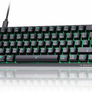 TMKB T61SE Gaming Mechanische Tastatur mit Deutsches QWERTZ Layout,Rote Schalter,Schwarz