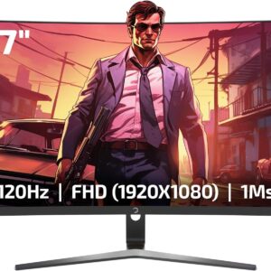 GAMEPOWER Vivid F20 Curved Gaming Monitor 27 Zoll, 120Hz 1ms, PC Bildschirm Full HD 1080P VA 1800R Gebogen HDR Display, Rahmenloses Computerbildschirm, FreeSync und G-Sync, mit Lautsprecher