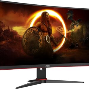 AOC Gaming CQ27G2SE – 27 Zoll QHD Curved Monitor, FreeSync Premium (2560×1440, 165 Hz, HDMI 1.4, DisplayPort 1.2) schwarz-rot