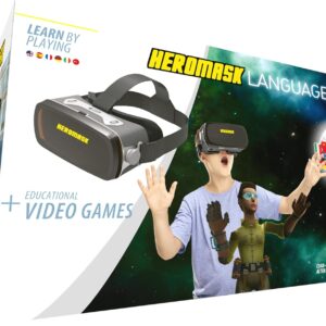 Heromask Virtual Reality Brille Kinder + Sprachenlernen [Geschenke für Kinder]: Spanisch, Englisch etc. Lernspiele für Kinder von 5-12 Jahren. Pädagogisches Spielzeug, iOS