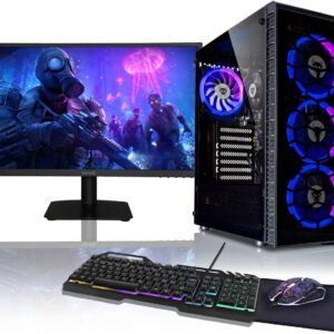 BEASTCOM Q3 Essential Gaming, Komplett Set PC, AMD Ryzen 5 6X 4,20GHz 12 Threads, 4K Vega Radeon Grafik, 16GB RAM, 1TB SSD, Monitor LED 24″, Tastatur, Maus, Mauspad, WiFi, Windows 11 Pro