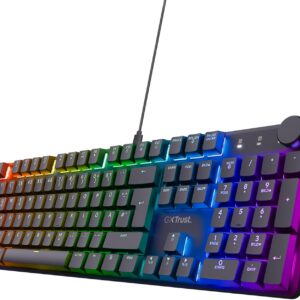 Trust Gaming GXT 866 Torix Mechanische Tastatur Deutsches QWERTZ Layout, Huano-Switches, Flache Tasten, RGB Beleuchtung, Anti-Ghosting N-Key Rollover USB Programmierbare Gaming Tastatur PC Laptop