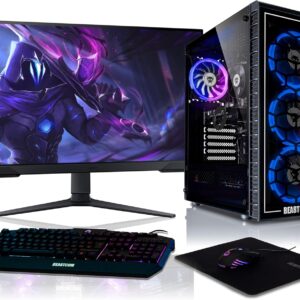 BEASTCOM Q5 | Pro Gaming PC | Intel i9-10900F 8X 5,20GHz 20-Threads | NVIDIA RTX 4060 8GB | 32GB RAM | 1TB NVMe SSD | 27″ LED Monitor + Tastatur-Set | WiFi 5 | Win 11