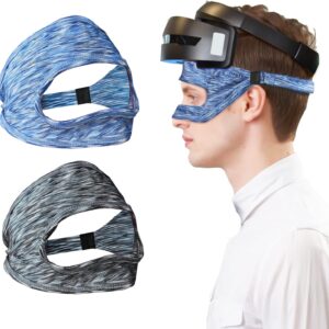 2 StĂźck VR Eye Mask VR Face Cover SchweiĂband, GrĂśĂenverstellbares SchweiĂband fĂźr VR Sweat Band Feuchtigkeitsableitende, fĂźr Virtual Reality Oculus Quest 2 Go HTC PS VR Spiele (Blau + Grau)