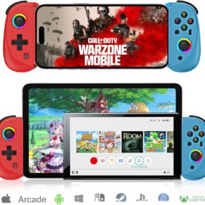 arVin Mobile Gaming Controller für iPad/Tablet[Innerhalb 5-10″] Phone Game Controller für iPhone/Android mit RGB Hall Effekt Joystick/Turbo/6-Achsen Gyro/Vibration/Support Streaming auf PS4/PC