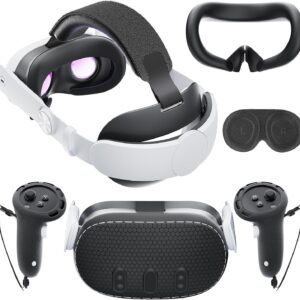 Mytrix Quest 3 Anfänger Komplettset, 6-in-1 Zubehör-Kit für Quest 3, inklusive Elite-Kopfband, 2*Controller-Griffabdeckung, Schalen-Silikonabdeckung, Silikon-Gesichtspolster, Objektivabdeckung