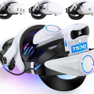 Verstellbares Head Strap Kompatibel mit Meta Quest 3/Quest 2 mit 7500mAh Akku, Head Strap für Meta Quest 3 Elite Strap mit Akku, Ersatz-Komfort-Elite Strap VR Zubehör, Reduziert Gesichtsstress