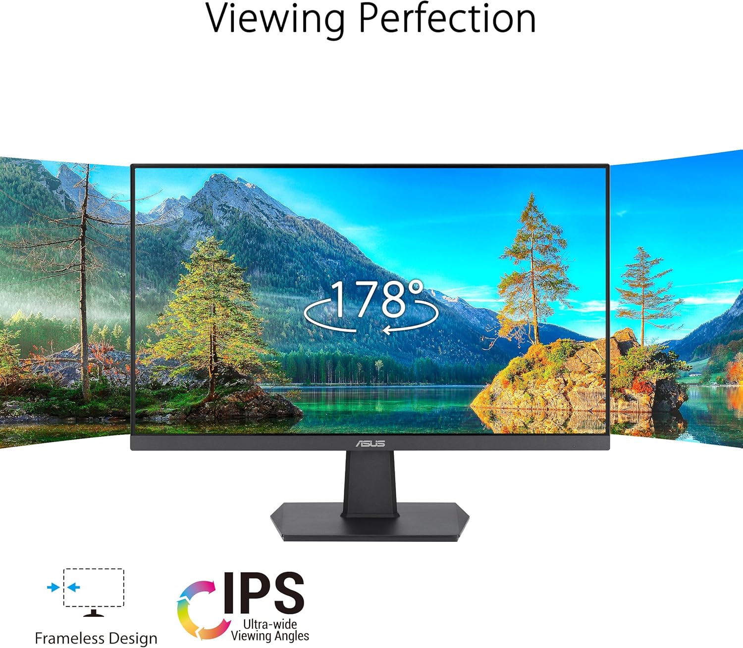 ASUS Eye Care VA24EHF - 24 Zoll Full HD Monitor - Rahmenlos, Flicker-Free, Blaulichtfilter, Adaptive-Sync - 1ms MPRT, 100 Hz, 16:9 IPS Panel, 1920x1080 - HDMI, Schwarz – Bild 2