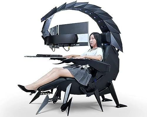 Gaming-Stuhl, verstellbarer drehbarer bionischer E-Sportstuhl, hoher Komfort-Design, integrierte Computer-Raumkapsel mit LED-Unterstützung für 5 Bildschirme – Bild 6