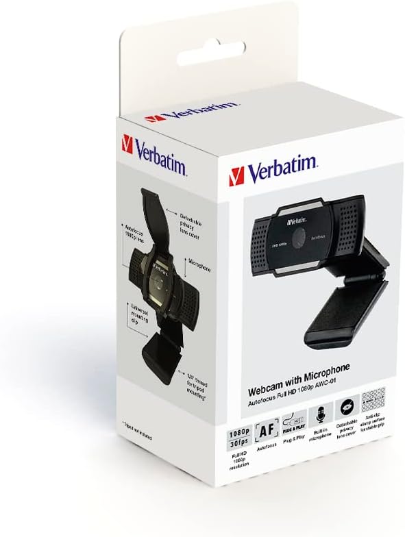 Verbatim Webcam mit Mikrofon, externe Kamera für Computer oder Laptop mit Full HD 1080 p Autofokus, für Video-Calls im Homeoffice oder als Streaming Cam – Bild 8