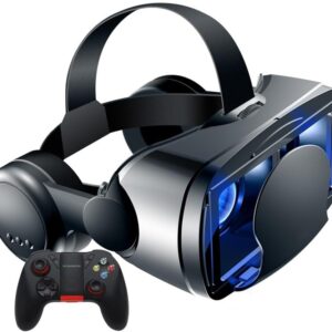 TPWEWRX 3D VR Brille Virtual Reality Headset VR Brille für 3D VR Filme & VR Spiele Anti Bluelight verstellbares Pupillen Augenpflegesystem für Android & IOS Smartphones mit Gamepad (Schwarz) (B)