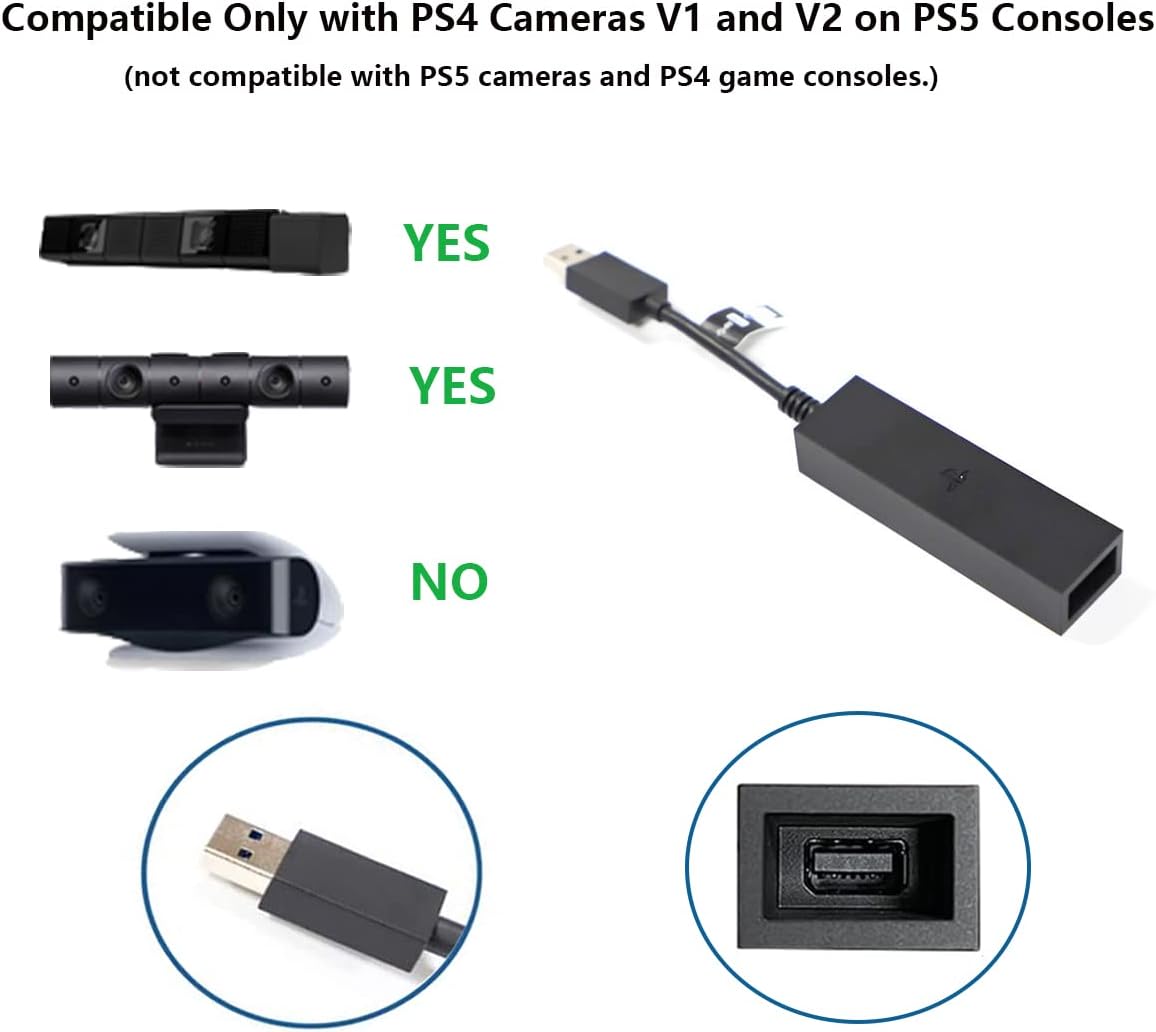 PS5 VR Adapterkabel, PS4 Kamera V1 V2 Adapter für PSVR auf der PS5 Konsolen, Playstation 5 Konverterkabel zur Verwendung von Playstation VR PS – Bild 2