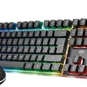 Trust Gaming GXT 838 Azor Gaming-Maus und Tastatur, italienisches Layout QWERTY, USB, Anti-Ghosting, Tastatur mit Hintergrundbeleuchtung LED RGB, Gaming-Maus 800-3000 DPI – Schwarz