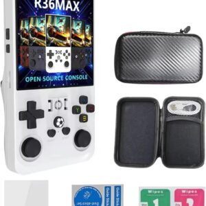 Meiurlex R36S 𝐔𝐩𝐠𝐫𝐚𝐝𝐞 𝐍𝐞𝐮 – R36MAX Handheld Spielkonsole 128G TF Karte 22000+Spiel, 4,0-Zoll IPS Bildschirm Linux System Tragbarer Retro Player Emulatoren