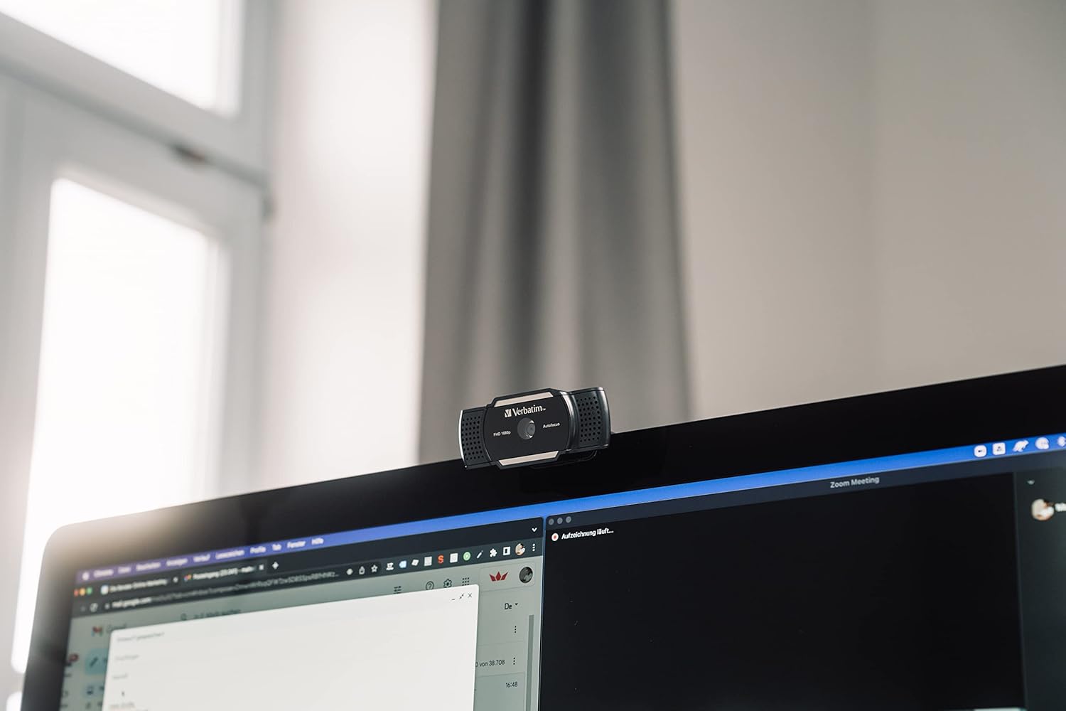 Verbatim Webcam mit Mikrofon, externe Kamera für Computer oder Laptop mit Full HD 1080 p Autofokus, für Video-Calls im Homeoffice oder als Streaming Cam – Bild 5