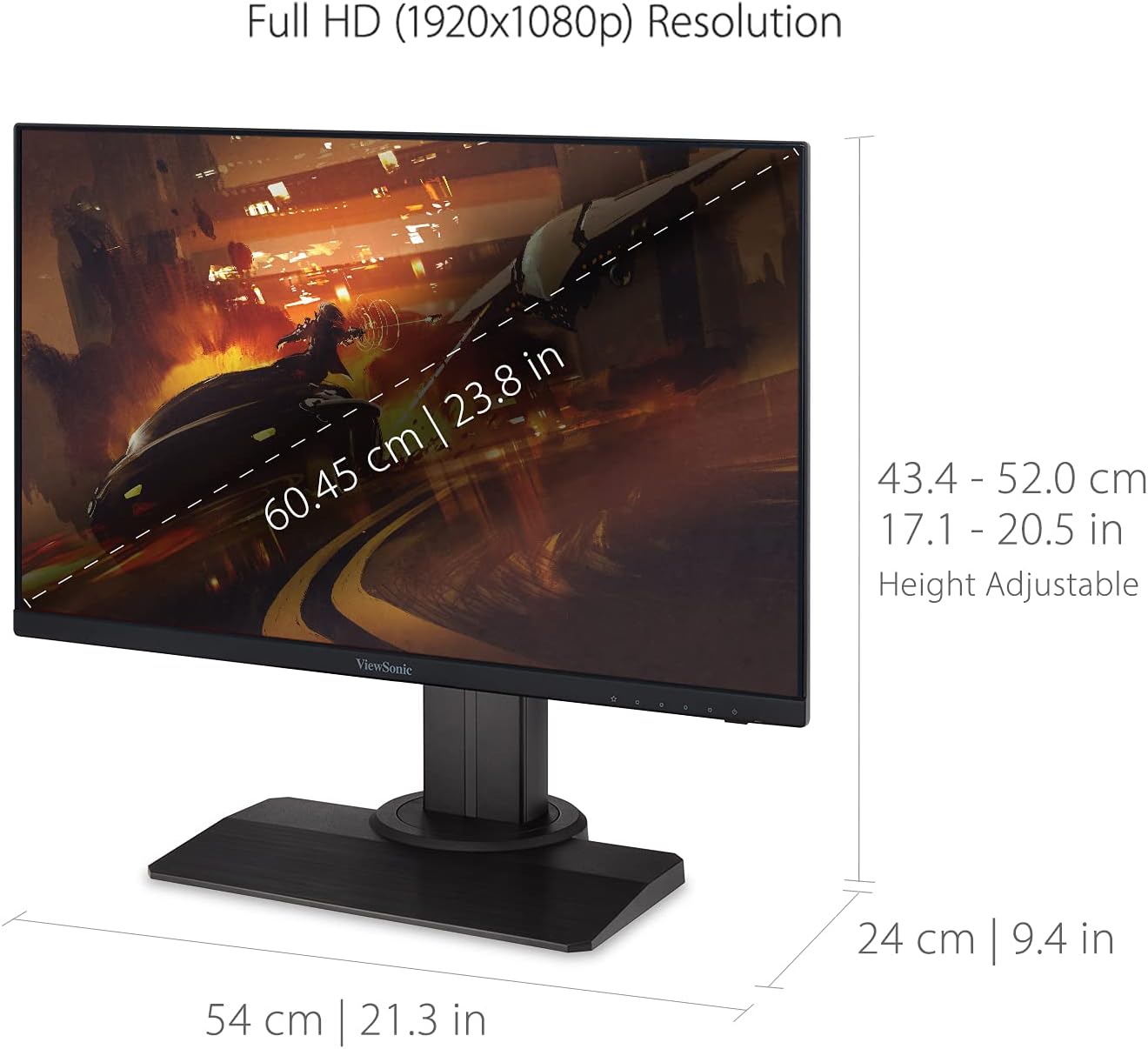 ViewSonic Omni XG2431 24 Zoll 1080p 0,5ms 240Hz Gaming Monitor mit AMD FreeSync Premium, Advanced Ergonomics, Eye Care, HDMI und DisplayPort für Esports – Bild 6