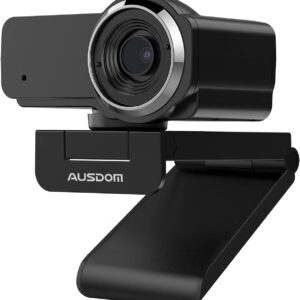 AUSDOM AW635 HD 1080p Webcam mit Mikrofon, Plug & Play USB Streaming Webkamera 60° Weitwinkel mit Low Light Korrektur für PC Mac Computer Laptop Online-Klasse Zoom Webex Skype Google Meet Teams