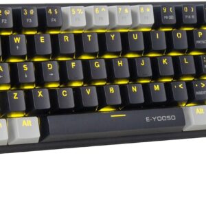 E-Yooso Z11 61Tasten Blaue Schalter, mechanische Gaming-Tastatur,US- Layout,60% mechanische Tastatur, kabelgebunden mit LED-Beleuchtung, ultrakompakte 60-Prozent-Computertastatur (Schwarzgrau)
