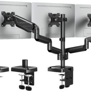 ELIVED Monitor Halterung 3 Monitore für 13-27 Zoll Bildschirme bis zu 9kg mit VESA 75/100, Gasdruckfeder 3 Monitorhalterung, Neigbar Schwenkbar Drehbar Höhenverstellbar Monitor Arm EV006