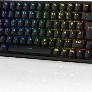 RK ROYAL KLUDGE RK84-DE 75% Gaming-Tastatur, 85 Tasten TKL , Bluetooth Mechanische , Rote Schalter, RGB Hintergrundbeleuchtung, 2.4Ghz für Mac & Windows, Schwarz