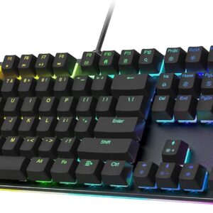 Black Shark Mechanische Gaming Tastatur mit Leisen Roten Schaltern, Beleuchtet, Kabelgebunden, 105 Tasten, Anti-Ghosting, Deutsches Layout, Kompatibel mit PC, PS5 & PS4